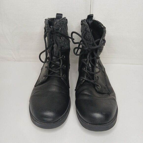 Forever Woman's Black Combat Ankle Boots Size 8 Grunge Emo Streetwear Goth Witch - Picture 2 of 8